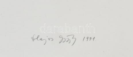 Olajos György (1953-): Luna decrescit, 1991. Litográfia, papír, jelzett, számozott (5/50). 90×59 cm