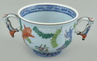 Herendi (1944) Poisson mintás erőleveses csésze. Kézzel festett porcelán. Jelzett. Kopott. M: 6 cm