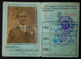 1933 Országos Dalos Szövetség fényképes igazolvány