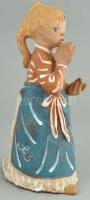 Kovács Margit (1902-1977): Cseresznyéző lány, festett, mázas terrakotta, jelzett, kopott, m: 25 cm