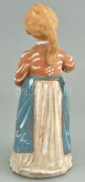 Kovács Margit (1902-1977): Cseresznyéző lány, festett, mázas terrakotta, jelzett, kopott, m: 25 cm