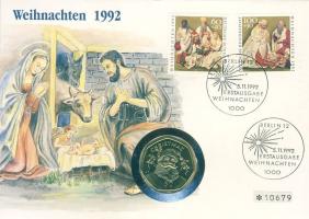 Gibraltár 1992. 50p "Karácsony" érmés, bélyeges borítékon T:2
