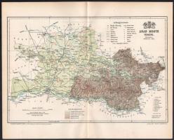 cca 1893 Arad megye térképe, tervezte: Gönczy Pál, 1:550.000, valamint Arad város térképe, 1:38,000, Bp., Pallas, 24x30 cm és 24x15 cm