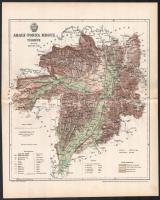 cca 1893 Vegyes vármegye térkép tétel, 6 db: Bars, Bács-Bodrog, Baranya, Árva, Alsó-Fehér, Abauj-Tor...