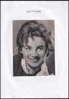 Győry Franciska (1940-) színésznő aláírása az őt ábrázoló újságkivágáson