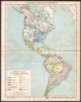 cca 1895 Amerika néprajzi térképe és az Amerikai államok történeti fejlődésének térképe, 1:60.000.000, Bp., Pallas, 30x24 cm