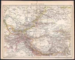 cca 1895 Ázsia térképek, 5 db, 1:48.000.000 és 1:14,000.000,Bp., Pallas, 24x30 cm