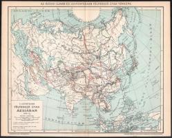 cca 1895 Ázsia térképek, 5 db, 1:48.000.000 és 1:14,000.000,Bp., Pallas, 24x30 cm