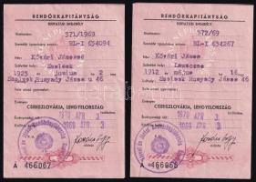 1969 Utazási engedély Csehszlovákiába és Lengyelországba, 2 db