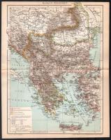 cca 1895 Balkán - félsziget és annak néprajzi térképe, 1:5.200.000, 1:6.500,000,Bp., Pallas, 30x24 cm és 24x15 cm