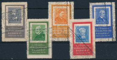1935 VI. Főiskolai világbajnokság 5 klf levélzáró ráragasztott Arcképek bélyegekkel