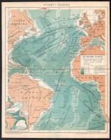Atlanti óceán térképe, Bp., Pallas, 30x24 cm