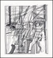 Varga Hajdú István (1920-1981): 3 db sokszorosított grafika. Ofszet, papír, mind jelzett, lap méret:...