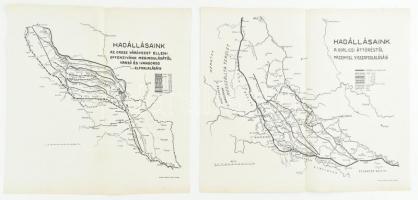 cca 1920-1930 Az orosz hadszíntér 2 db térképe, I. világháborús hadállásokat ábrázoló térképek, tervezte: Hueber Viktor őrnagy, 30x32 cm, és 38x30 cm