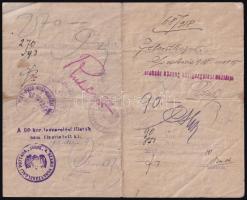 1918 Bp., 4. számú vonatzászlóalj Póttára által kiállított leszerelési igazolvány