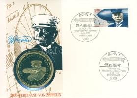 NSZK 1992. "Ferdinand Graf von Zeppelin" ffém emlékérem érmés, bélyeges borítékon T:BU
