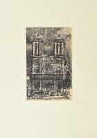 Bükkösi Gábor (1920-1994): Notre Dame, Párizs. Filctoll, papír, jelzett. Paszpartuban, 29x19,5 cm