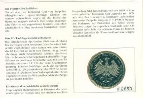 NSZK 1992. "Ferdinand Graf von Zeppelin" ffém emlékérem érmés, bélyeges borítékon T:BU