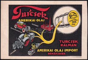 Turcsek Kálmán amerikai olaj import Békéscsaba reklámlap