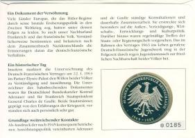 NSZK 1989. "40 éves az NSZK-német-francia barátság" ffém emlékérem érmés, bélyeges boríték...