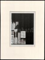 Schmal Károly (1942-): Csomagok. Computer print, papír, jelzett, paszpartuban. 17×12 cm