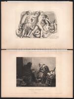 cca 1860 5 db régi réz és acélmetszet, görög és antik témákkal. hártyapapíros kartonon. Lap méret 24...