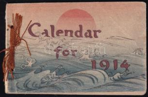 1914 Japán kalendárium, naptár, készítette: T. Hasegawa. Tokyo. 6x9 cm