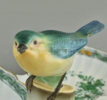 Herendi zöld Fleur des indes vertes mintás 4 részes kagylós kínáló, madár fogantyúval, kézzel festet...