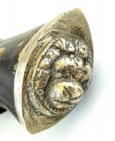 Indiai kukri, megviselt tokban, díszes markolattal h: 25 cm