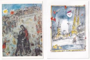 27 db MODERN külföldi képeslap pár festmény motívum képeslappal / 27 modern European town-view postc...