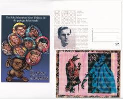 20 db MODERN sakk motívum képeslap közte pár erotikus is / 20 modern chess motive postcards with som...