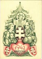 1942 Karácsonya Harcoló honvédeinké és hozzátartozóiké. Leventeifjúság honvédkarácsonya / WWII Hungarian military art postcard with Christmas greeting s: Légrády S.