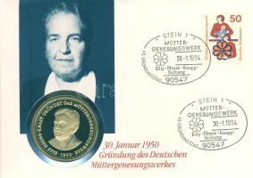 NSZK 1993. "Elly Heuss-Knap" ffém emlékérem érmés, bélyeges borítékon T:PP