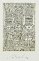 Kass János (1927-2010): Háromkirályok. Rézkarc, papír, jelzett, üvegezett fa keretben. 14,5x9,5 cm