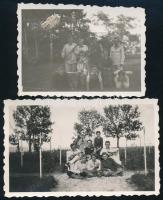 1933 Hajmáskéri életképek, 2 db fotó, hátoldalon feliratozva, 4,5×6 cm
