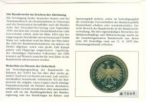 NSZK 1989. "40 éves az NSZK-Szövetségi hadsereg bevezetése" ffém emlékérem érmés, bélyeges...