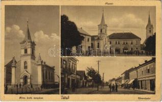 Técső, Tiacevo, Tiachiv, Tyachiv; Római katolikus templom, Piactér, utca / church, square, street