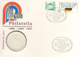 NSZK 1991. "Nemzetközi Bélyegvásár" kerámia emlékérem érmés, bélyeges borítékon T:1