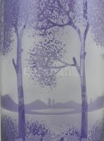 Díszváza. Balatoni panoráma látképpel. Fújt üveg, többrétegű, savmaratott. Hibátlan, m: 30 cm, d: 10...