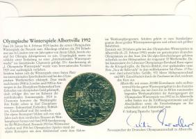 NSZK 1992. "Olimpia-Albertville" ffém emlékérem érmés, bélyeges borítékon T:BU