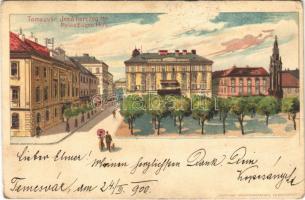 1900 Temesvár, Timisoara; Jenő herceg tér / square. Corvina litho (Rb)