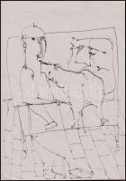 Lóránt János Demeter (1938-): Alakok. Tus, papír, jelzett, 29,5×20,5 cm