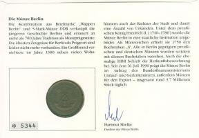 NDK 1969. 5M "20 éves az NDK" érmés, bélyeges borítékon T:2