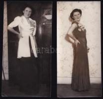 cca 1920-1960 Divatos hölgyek, 5 db fotó, némelyik felületén törésnyom, 13×8 és 17×8,5 cm közötti mé...