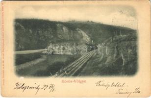 1899 Körös-völgye, Sebes-Körös völgye, Valea Crisului Repede; vasúti pálya, munkások. Dunky Fivérek cs. és kir. udvari fényképészek műterméből / railway tracks, railway line, workers (EK)