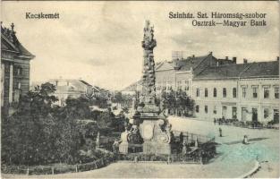 1942 Kecskemét, színház, Szentháromság szobor, Osztrák-magyar bank (EK)