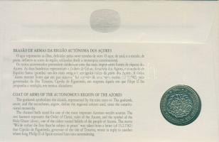 Azori-szigetek 1986. 100Esc "10. évforduló" érmés, bélyeges borítékon T:1