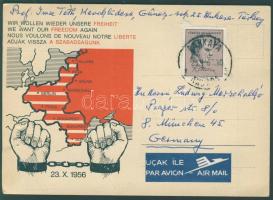 1967 Adják vissza a szabadságunk! 23.10.1956. feliratú képes levelezőlap Münchenbe