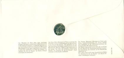 Franciaország 1989. "A szabadságharc 200. évfordulója" ffém emlékérem érmés, bélyeges borí...