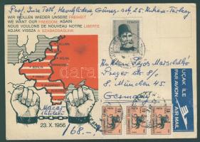 1968 Adják vissza a szabadságunk! 23.10.1956. feliratú képes levelezőlap Münchenbe